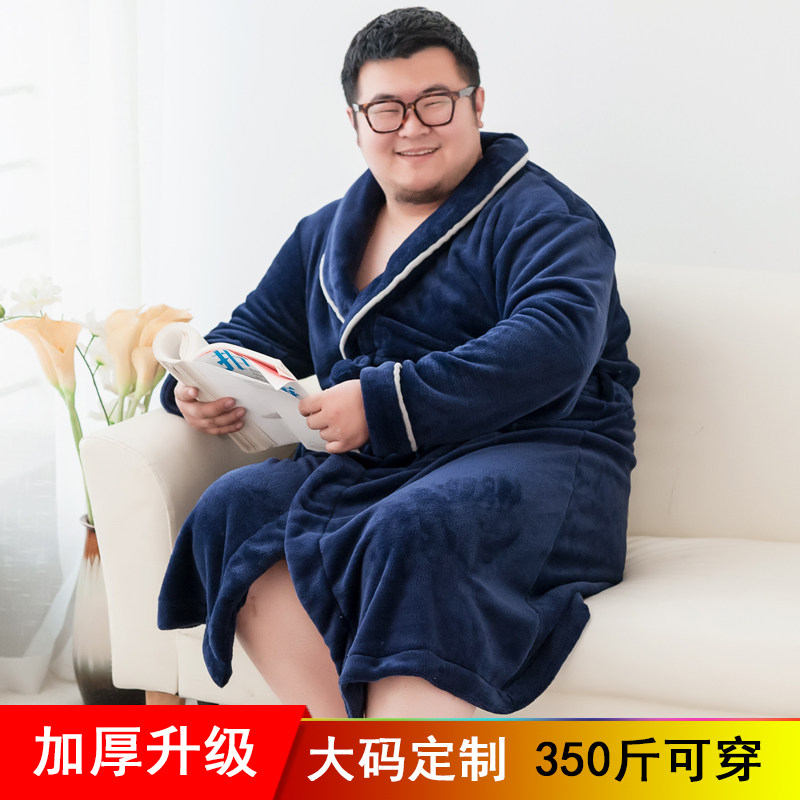 Winter increased code Coral Suede Sleeping Robe Men Gats Up Fat Guy Flannel Flannel Plus Fat Subs MEN'S MORNING ROBES