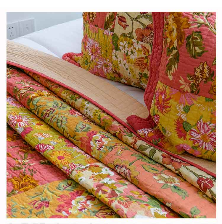 Mỹ bông mục vụ quilting được rửa sạch bởi ba bộ cotton trải giường mùa hè của nhãn hiệu điều hòa không khí