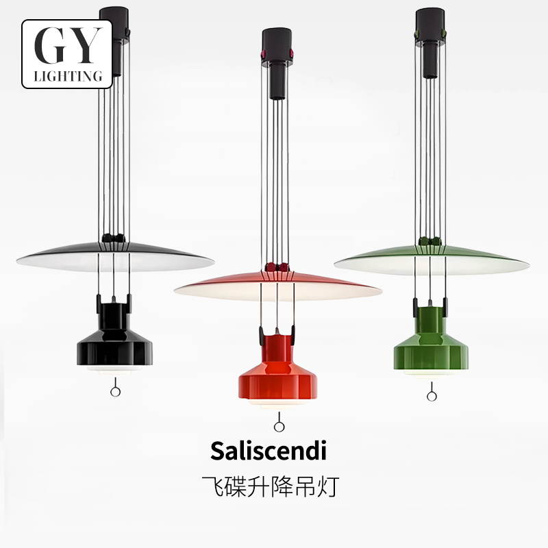Italian Saliscendi Designer Dining Room Chandelier, Adjustable Ufo Lamp, Modern Minimalist Bar Chandelier