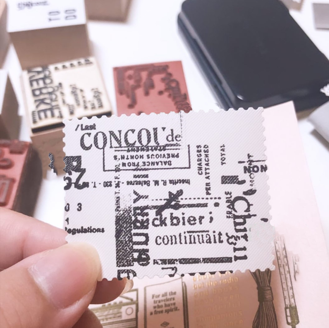 Judy handmade iron box retro blank stamp stickers multi-material multi-size multi-shape into environmentally friendly art paper