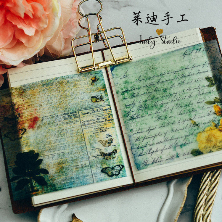 Judy hand-laid 10 * 10 cm sulphuric acid paper background adhesive sticker TN hand account material plant