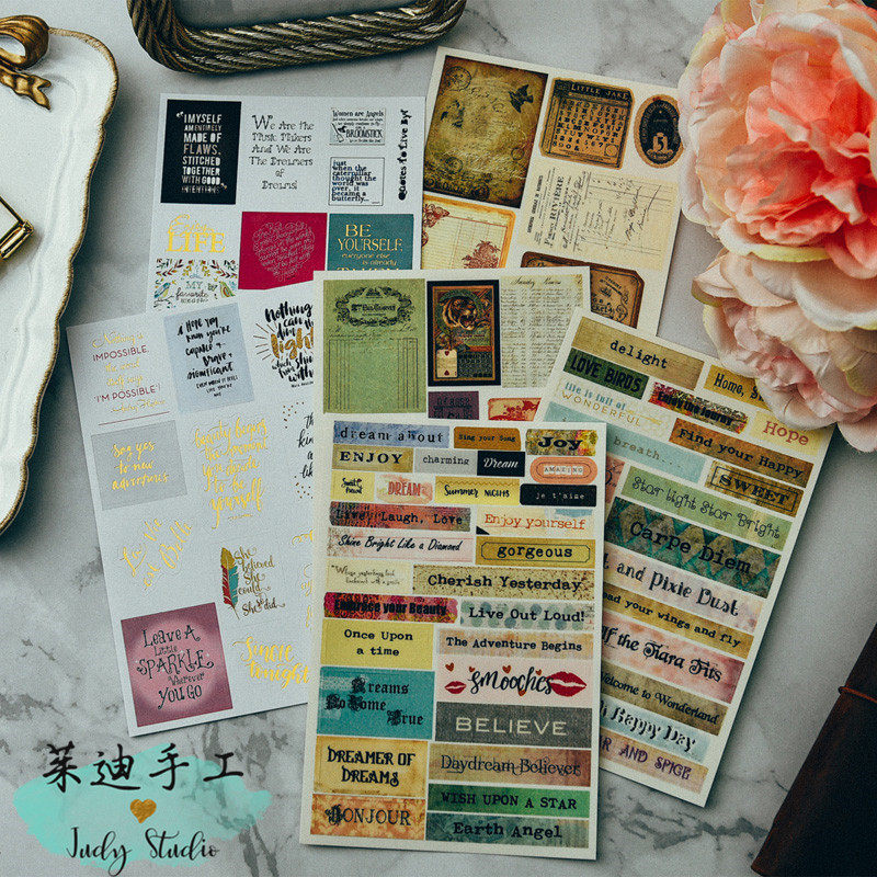 Judy Hand Shop Vintage Handbook TN Sulfate Sticker Sticker Sticker Material Set 6 sheets into