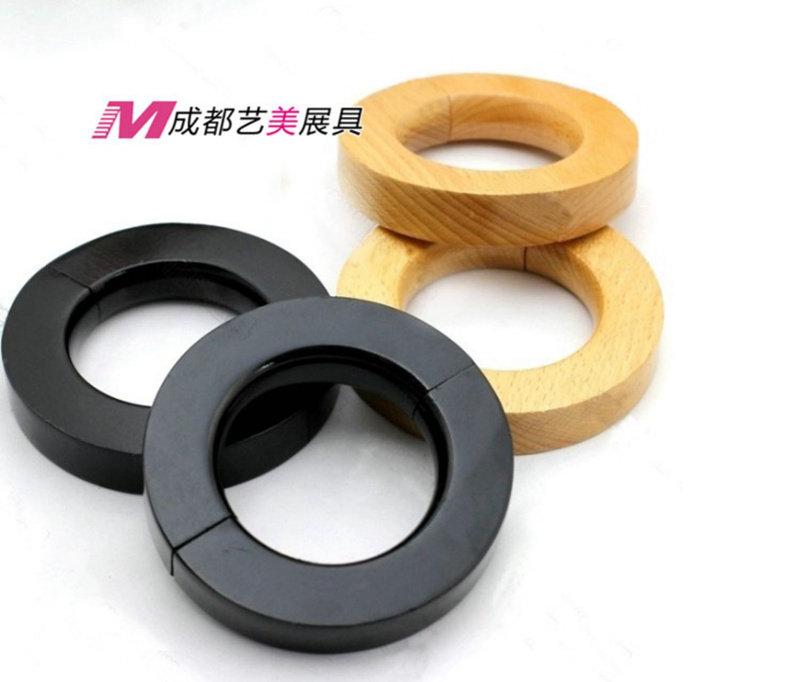 Clothing Store Jeans Solid Wood Wood Circle Hook Imitation Ancient Wood Grain Seducing Circle Ring Girdle Round Girdle Wire scarlet frame S hook-Taobao