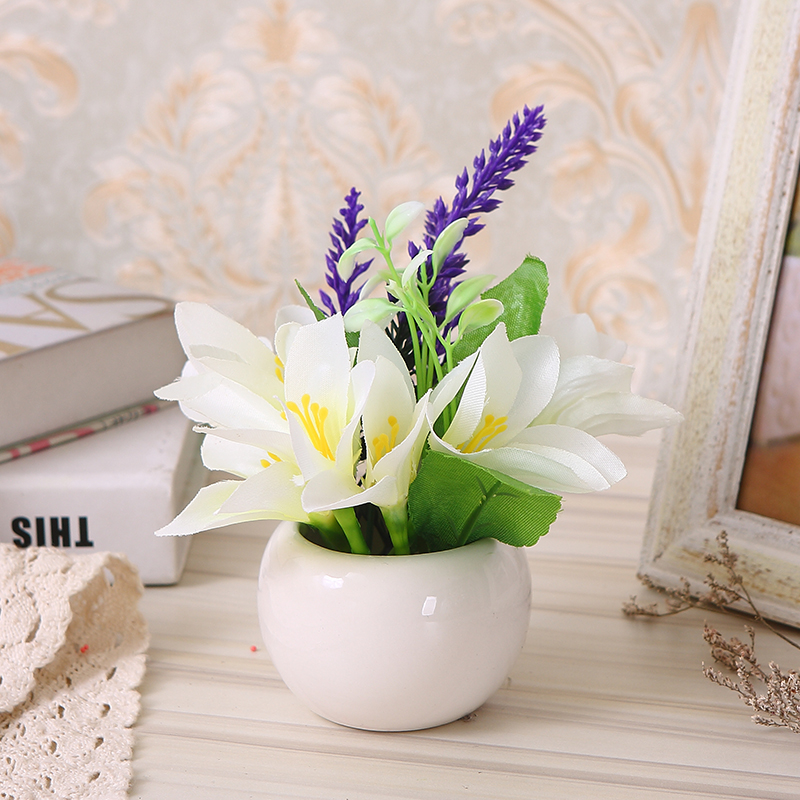 Hoa nhân tạo hoa giả nhựa hoa khô bó hoa cây nhỏ trong chậu đặt trang trí tấm gỗ nhỏ trang trí nhỏ - Trang trí nội thất trang trí phòng ngủ nhỏ