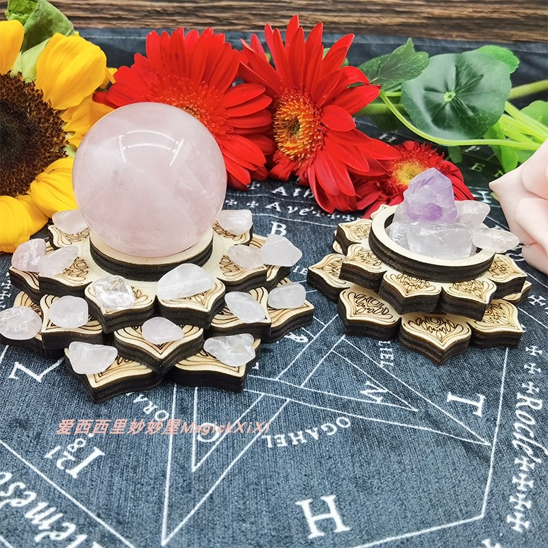 Wood Lotus Water Crystal Ball Base Eu Type Geometric Pattern Crystal Mesh Cup Wax Candleholder Solid Home Swing-Taobao