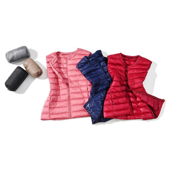 Original Foreign Trade Fashion Slim-Fit Short Lightweight down Vest for Women, Suitable for Layering, Collarless, Convertible to V-Neck