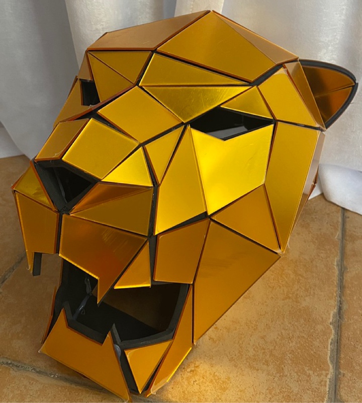 Creative Mirror Jaguar Animal Head Mask for Cartoon Shooting, Tiktok Performance Props, Wearable