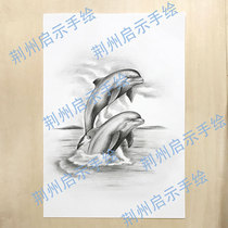 Former 3 same sketch former three dolphins sketch custom commemorative birthday gift to ex-girlfriend surprise