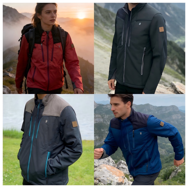[Couple/Fleece-Lined/Softshell] Little Donkey Andy Waffle Fleece Windproof and Rainproof Straight Jacket