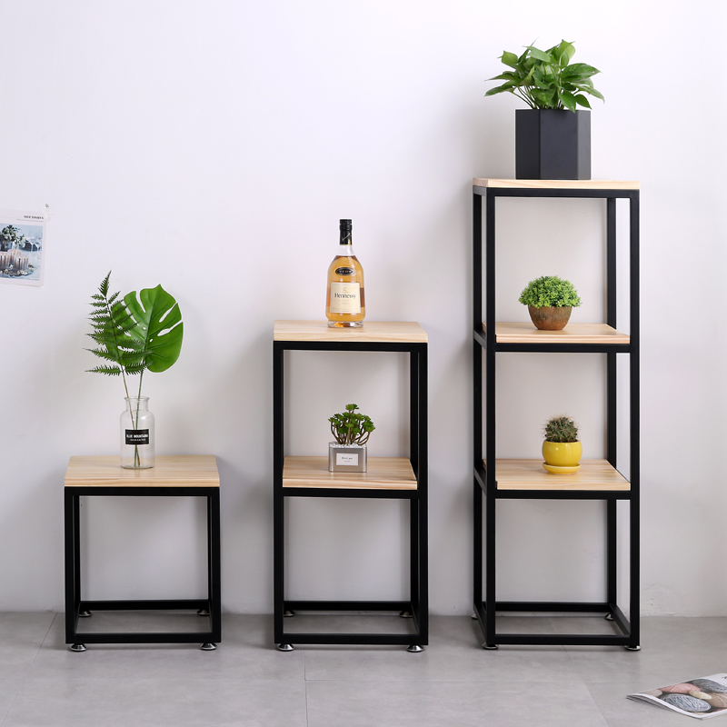 Nordic Iron Art Bookshelves Simple Shelf Minimalist Modern Solid Wood Multilayer Shelving Living Room Shelf Decoration Show Shelf