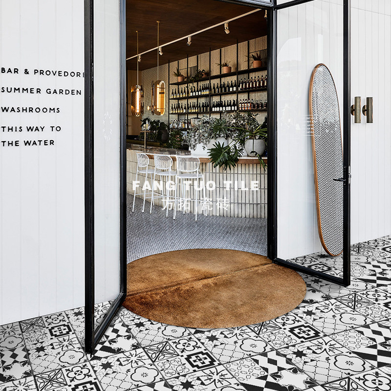 Black and white Pyramid tiles 300 x 300 living room floor tile anti - slip floor tile tiles