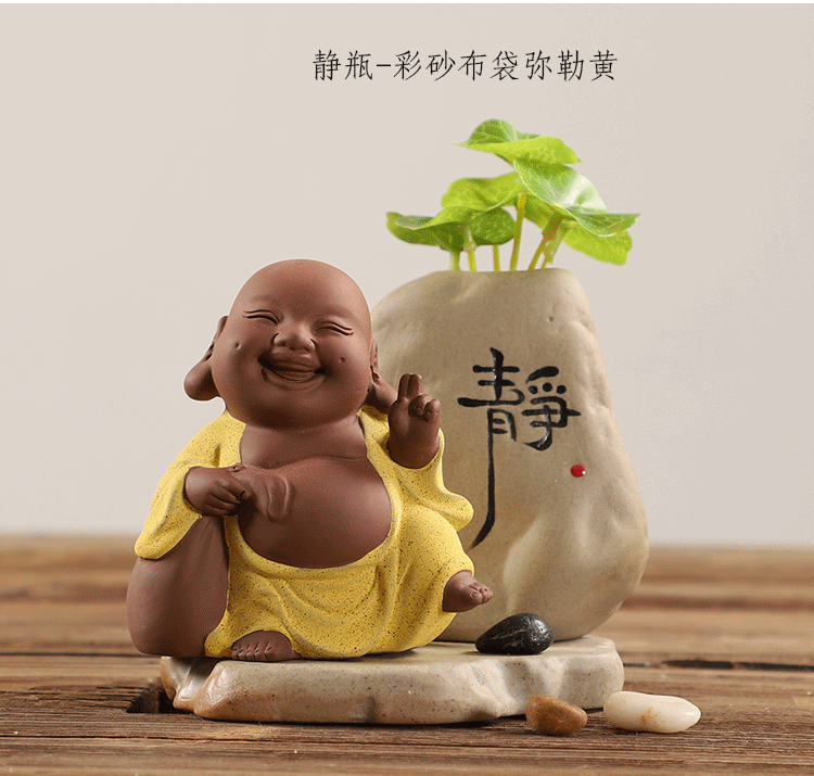 Đồ gốm sáng tạo bình gốm thủy canh nhỏ bình giả đá trang trí nhà Zen trà đạo trà trang trí thú cưng tùy chỉnh - Vase / Bồn hoa & Kệ chậu kẹp ban công