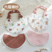 New lace baby bibs baby saliva towel ins Korean style six-layer gauze childrens anti-vomiting bibs