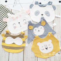 Childrens saliva towel baby Japanese cartoon animal waterproof bib baby spit milk bib cotton soft rice pocket