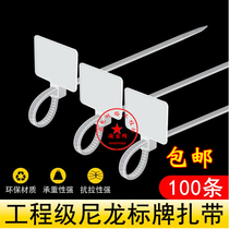 Cable label storage belt Network cable label label cable tie Network cable tie Mark label cable tie 100 1 pack