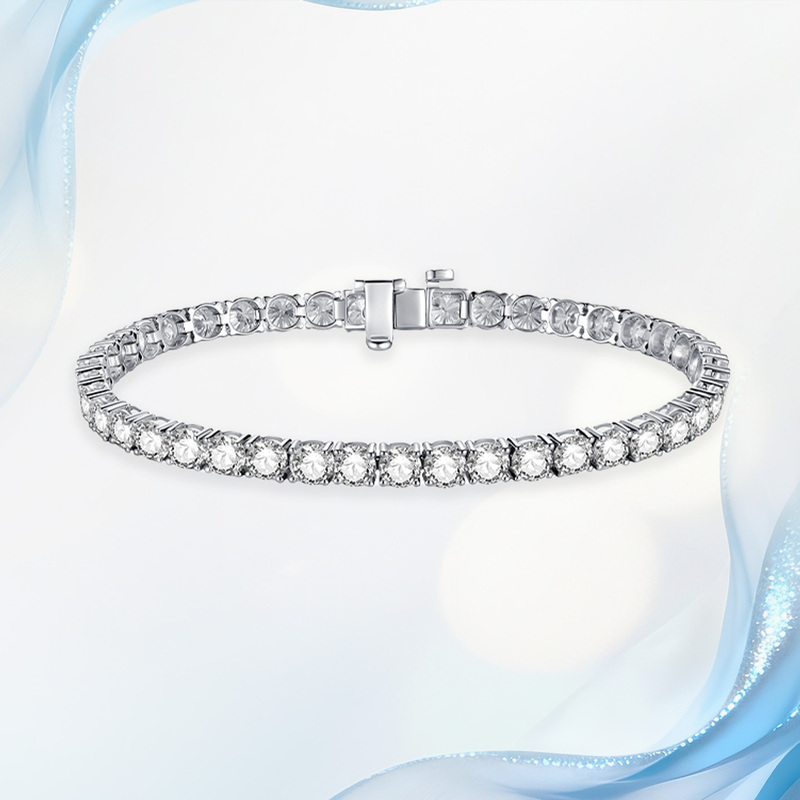 18K Gold Natural Diamond 1 Carat Tennis Bracelet t Brand Classic Four-Claw Full Diamond Jewelry Stackable for Men and Women with Real Diamonds