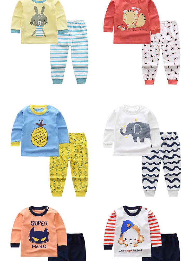 Bộ đồ lót trẻ em cotton mùa xuân và mùa thu em bé đồ ngủ dài tay quần áo bé trai và bé gái mùa thu quần dài bộ đồ cho bé 