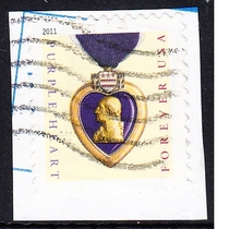 United States Letter Sales Stamp Cutting 2011 Purple Heart Medal 1-1