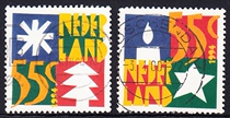 Special offer] Dutch letter marketing stamps 1994 Christmas 1 set of 2 (star Christmas tree candles)