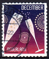 Dutch Letter Marketing Stamp 2014 Christmas 20-5: champagne glasses and fireworks