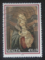 Malta Letter Sales Stamps 2009 Christmas 3-1: Botticelli’s Painting Virgin and Child