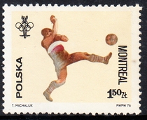 Polish letter stamps 1976 Montreal Olympics 6-3: Football