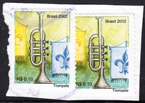 Brazilian Letter Marketing Stamp Cutting 2002 Musical Instrument 10-3: Trumpet 2 pieces