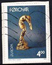 Faroe Islands Letter Sales Stamp Cutting 1993 Europa Modern Art 2-1