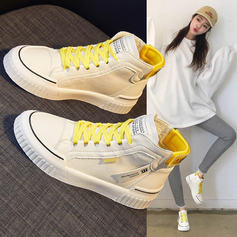 European station 2021 new autumn women's shoes high-top sneakers Korean version all-match small white shoes casual breathable old shoes