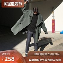 Korean version of the new winter woolen mens coat youth casual loose mens medium and long thickened windbreaker jacket