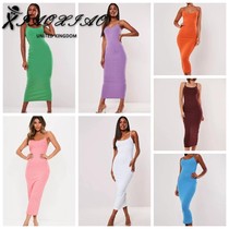 British direct mail M 20 new solid color tight stretch bottoming long suspender dress 2 29