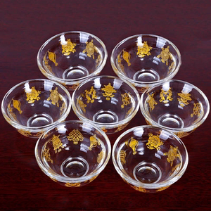 Gold Painting Eight Auspicious Symbols Eight Treasures Crystal Offering Water Bowl Buddha Front Water Tribute Cup Water 