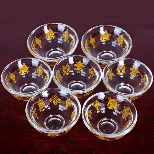 Gold Painting Eight Auspicious Symbols Eight Treasures Crystal Offering Water Bowl Buddha Front Water Tribute Cup Water Cup Buddha Worship Cup Holy Grail 1/7