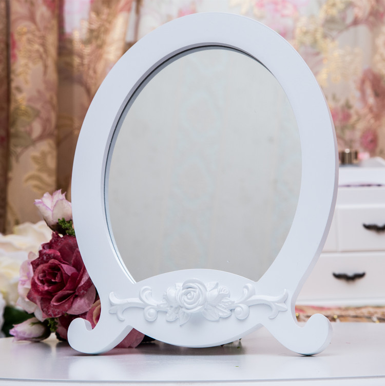 Sáng tạo nội thất sân vườn Hàn Quốc màu trắng chạm khắc dễ thương gương trang điểm Gương máy tính để bàn Gương nhỏ đẹp Gương trang điểm - Gương gương soi toàn thân