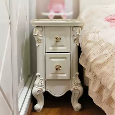 European mini bedside table simple narrow storage cabinet small bedside cabinet storage cabinet two draw small cabinet pastoral telephone table
