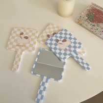 Original yellow blue plaid checkerboard puppy handheld makeup mirror portable portable Portable Mini mirror