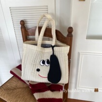 Big ears dog ~ large capacity cute bag bag Hand bag unit price bag hand carrying lunch bag computer storage bag