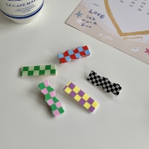 South Korea ins checkerboard retro Joker edge clip lattice fashionable headdress hairpin acrylic bangs clip