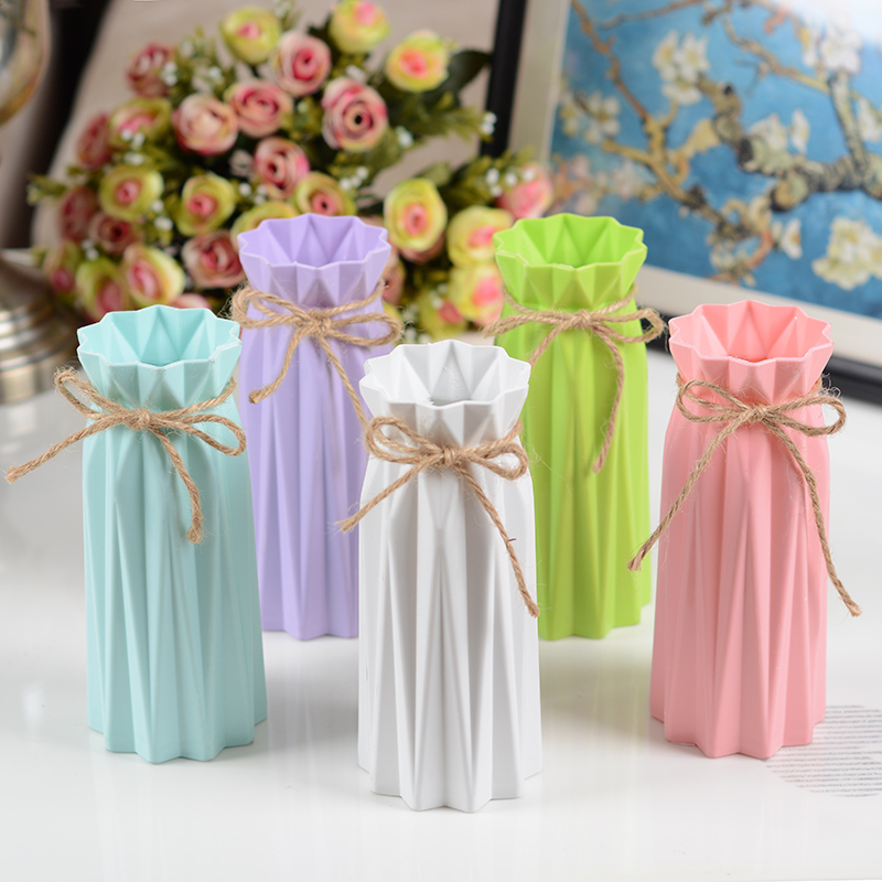 Bình nhựa Origami Màu giả gốm chậu Mục vụ INS Phong cách Bắc Âu lọ hoa nhân tạo - Vase / Bồn hoa & Kệ chậu hoa treo