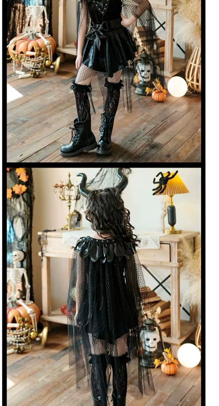 Trang phục hóa trang Halloween trang phục hóa trang trẻ em Phù Thủy Maleficent night elf váy cô gái trang phục