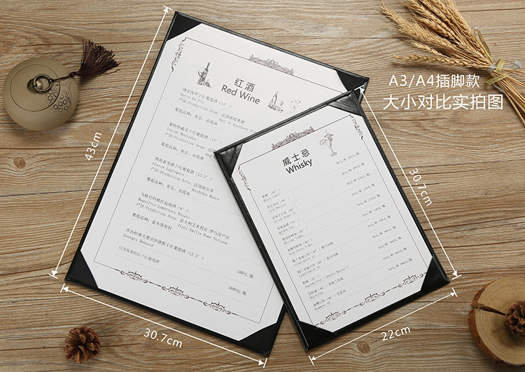 New name foam sheet single-piece gusseted A4 magnet strip binding Western food order menu Western-style European menu design customization