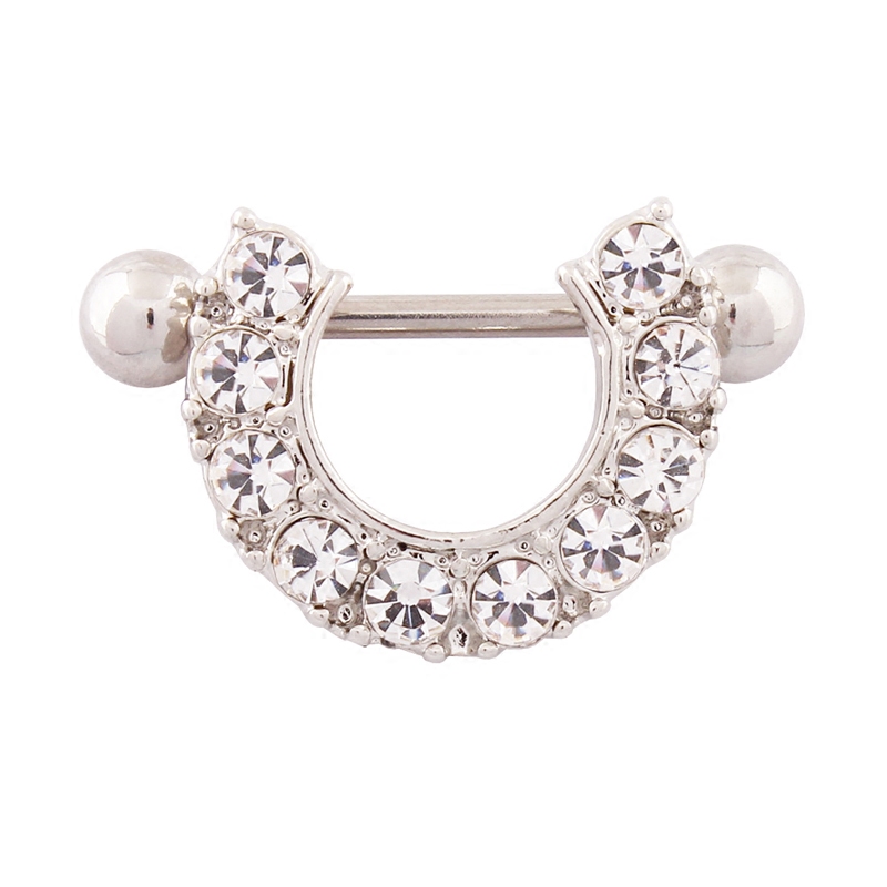 Milk ring human puncture horseshoe anti-allergy medical stainless steel rod thick needle white diamond milk nail jewelry price