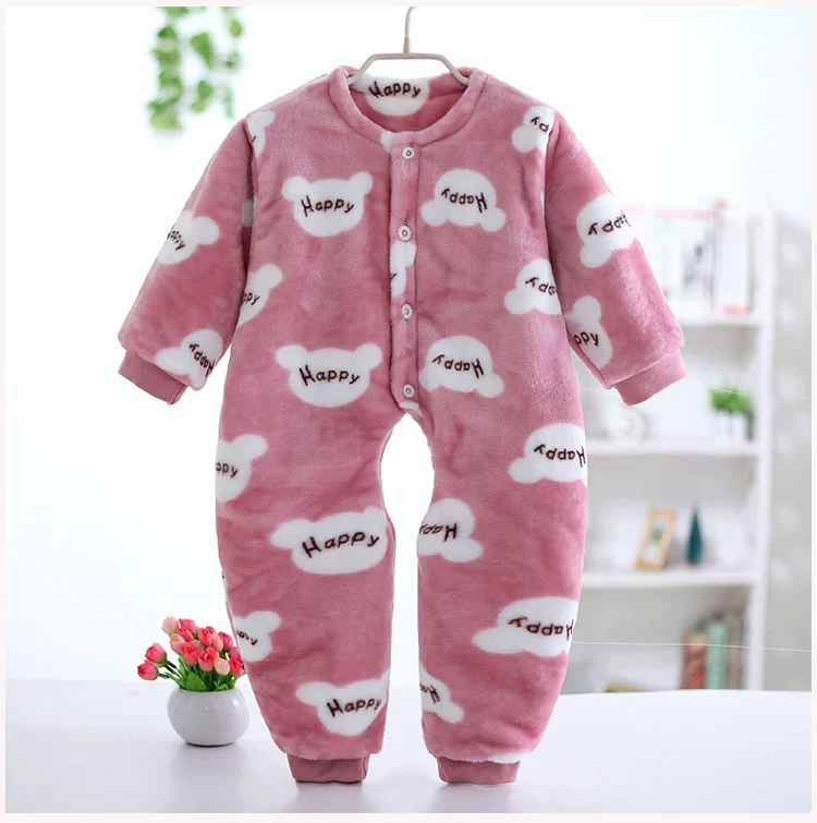 Mùa thu và mùa đông em bé flannel jumpsuit 0-1 nữ bé 3 nam 2 dịch vụ tại nhà dày