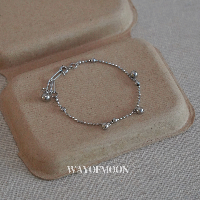 Way of Moon Original Design Cold-Toned Round Bead Simple and Elegant Niche Bracelet Adjustable Elegant Bracelet Way of Moon Original Design Cold-Toned Round Bead Simple and Elegant Niche Bracelet Adjustable Elegant Bracelet