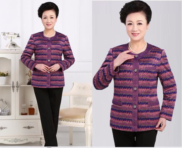 Bà Fu trung niên phụ nữ mùa xuân đầm cổ tròn béo mẹ cỡ lớn áo bà tải áo 161818 áo kiểu trung niên u40