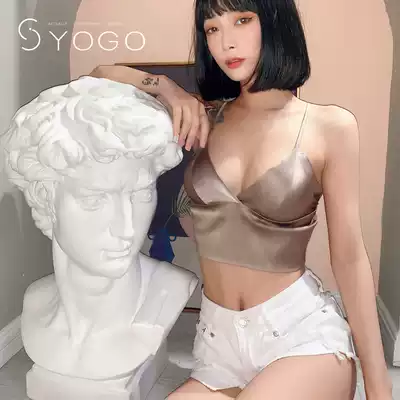 LP high-end luxury silk glossy rimless short suspender underwear Shoulder strap adjustable bandeau mulberry silk underwear to wear outside