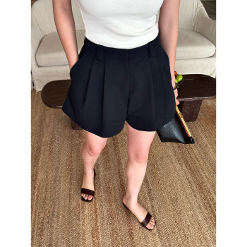 Sothea fashionable and versatile summer 2026 mid-waist pleated twill a-type suit shorts loose casual pants