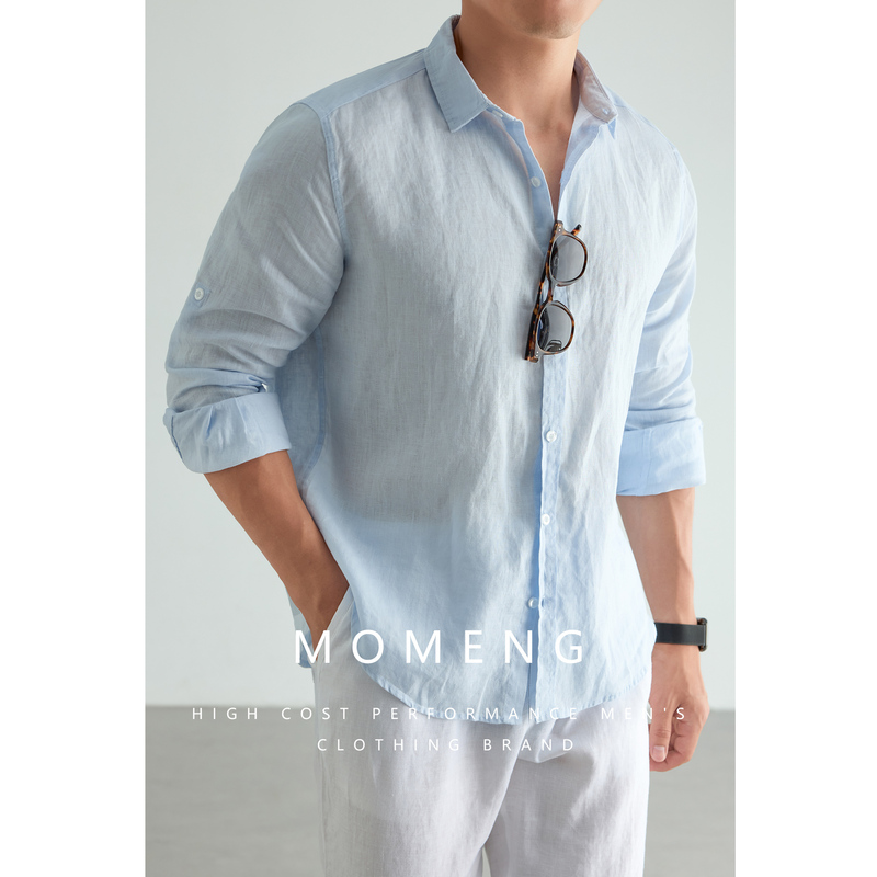 【Southern French Style】Italian Breathable 100% Linen High-End Long-Sleeved Shirt Men's Casual Shirt for Spring and Summer