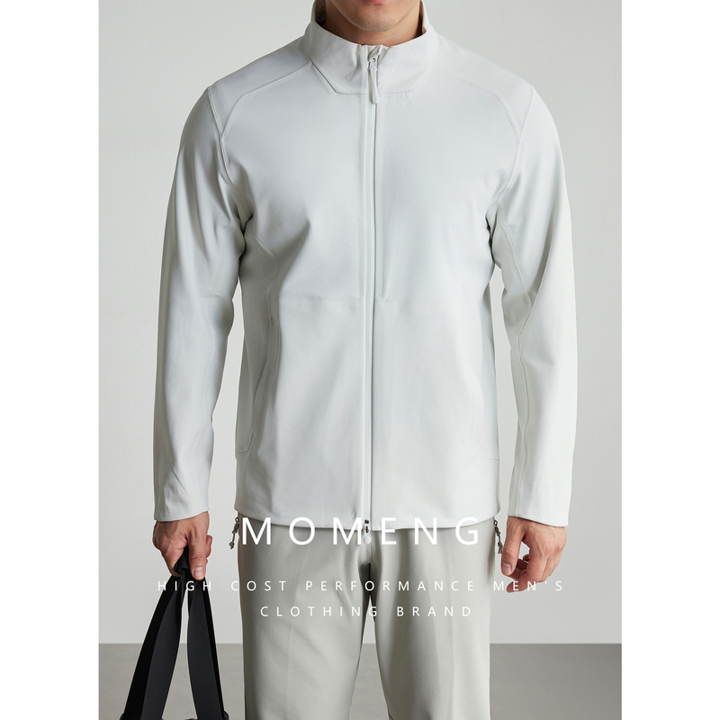 【Full Adhesive Sealing】Thin Fleece Lining/Outdoor Sports Jacket with Stand Collar and Raglan Sleeves, Men's Softshell Jacket