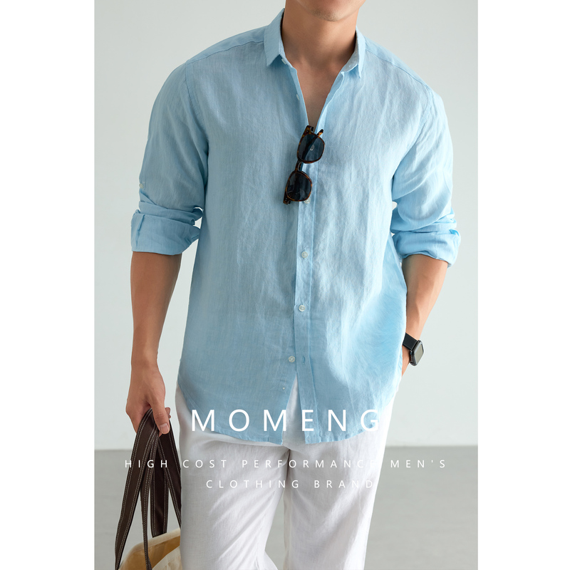 【Southern French Style】Yarn-Dyed Italian-Style Breathable 100% Linen Long-Sleeve Shirt for Men, High-End Shirt for Spring and Summer 【Southern French Style】Yarn-Dyed Italian-Style Breathable 100% Linen Long-Sleeve Shirt for Men, High-End Shirt for Spring and Summer
